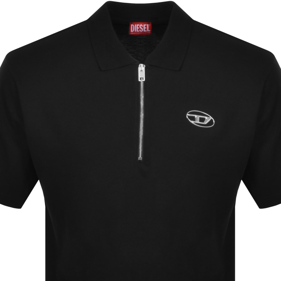 Diesel T Vor Od Half Zip Polo T Shirt Black